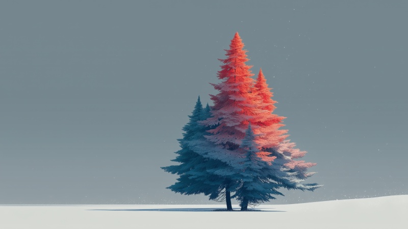 holiday tree wallpaper, christmas aesthetic, winter wonderland theme, background for desktop wallpaper (horizontal)