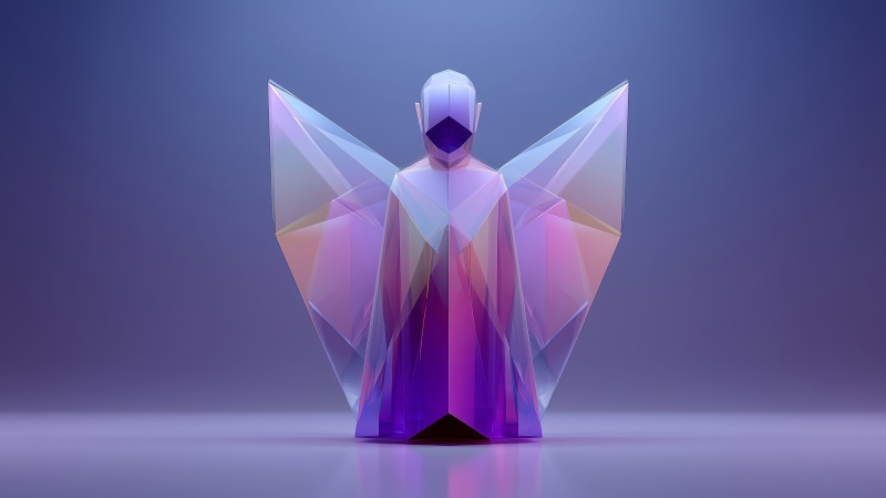 ice angel wallpaper, snow sculpture, crystalline art, background for desktop wallpaper (horizontal)