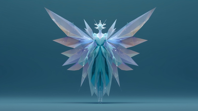 ice angel wallpaper, ice sculpture, crystal sculpture, background for desktop wallpaper (horizontal)