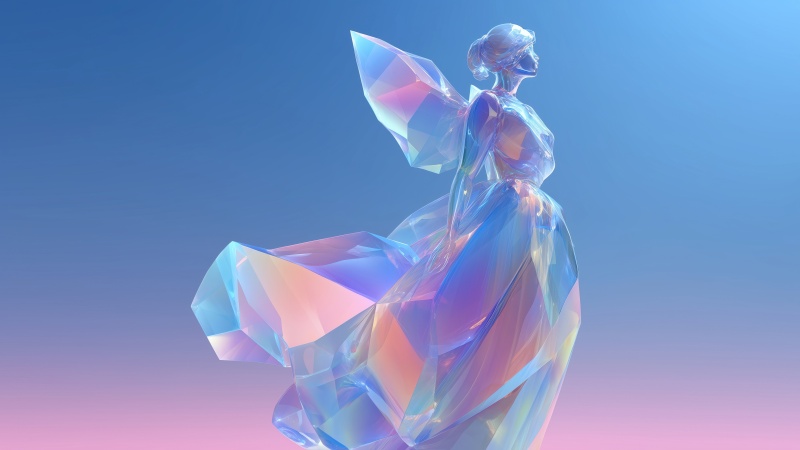 crystal sculpture wallpaper, magical ice, winter fantasy, background for desktop wallpaper (horizontal)