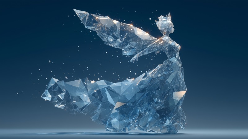 crystal sculpture wallpaper, winter fantasy, crystalline design, background for desktop wallpaper (horizontal)