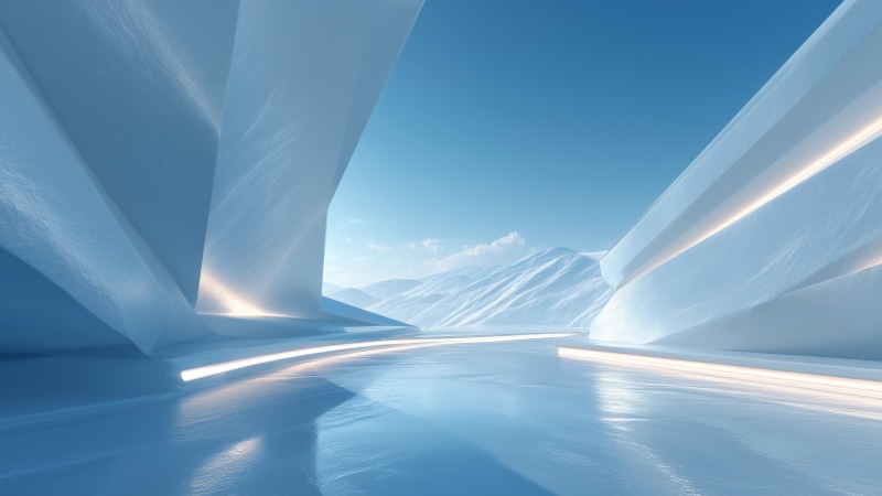 icy winter wallpaper, frosty patterns, geometric snow, background for desktop wallpaper (horizontal)