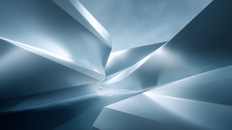 icy geometry wallpaper, minimal ice, blue hues, background for desktop wallpaper (horizontal)