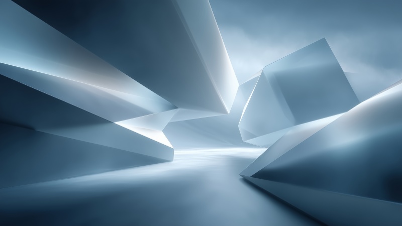 icy geometry wallpaper, minimal ice, crystalline structures, background for desktop wallpaper (horizontal)