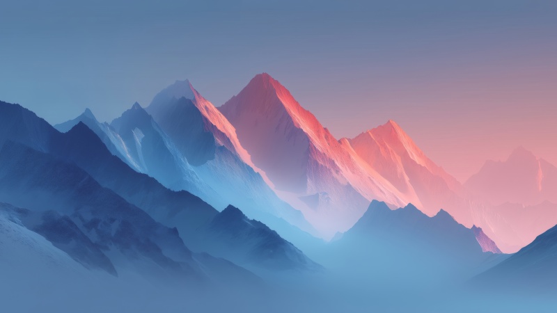 alpine abstract wallpaper, snow-covered mountains, tranquil design, background for desktop wallpaper (horizontal)