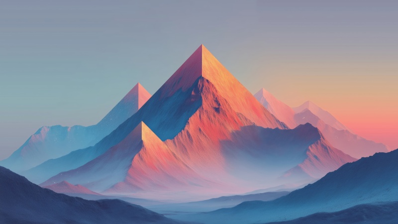 alpine abstract wallpaper, minimalistic landscapes, tranquil snowy scenery, background for desktop wallpaper (horizontal)