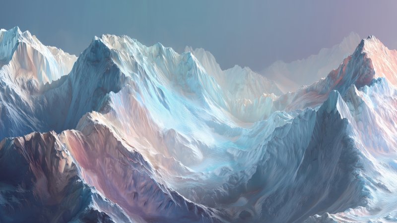 alpine abstract wallpaper, snow-covered peaks, minimalist landscape, background for desktop wallpaper (horizontal)