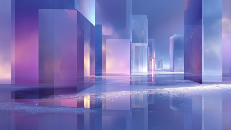 crystalline abstract wallpaper, faceted, light refraction, background for desktop wallpaper (horizontal)