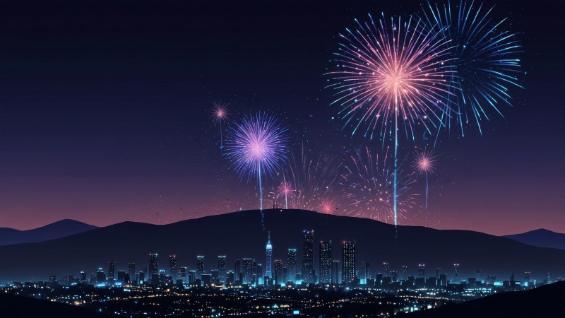 new years day wallpaper, new years eve celebration, sparkling lights, background for desktop wallpaper (horizontal)