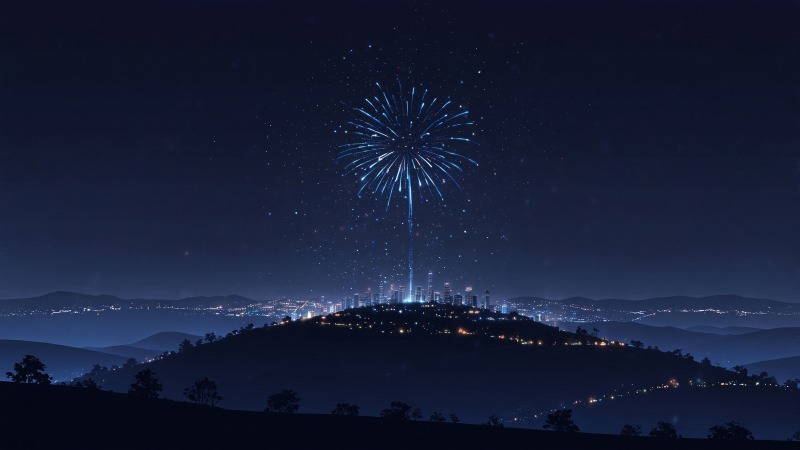 skyline wallpaper, light display, new year celebration, background for desktop wallpaper (horizontal)