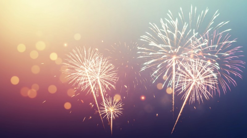 new years celebration wallpaper, pyrotechnics, dazzling lights, background for desktop wallpaper (horizontal)