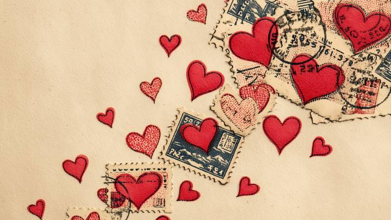 whimsical design wallpaper, vintage love, lovecore, background for desktop wallpaper (horizontal)
