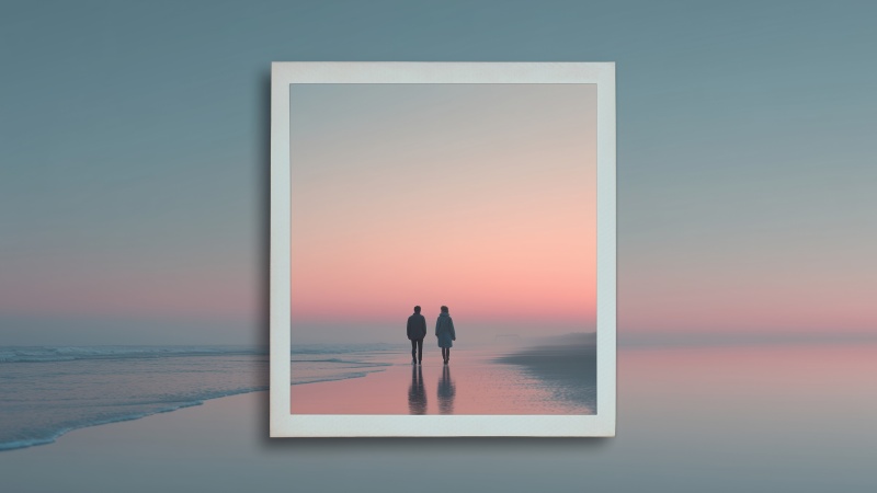 beach couple wallpaper, dreamy aesthetic, intimate moments, background for desktop wallpaper