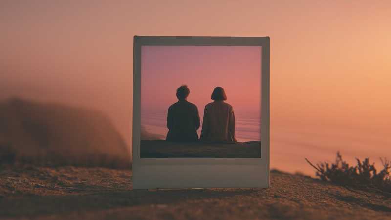 cute couple wallpaper, beach vibes, intimate connection, background for desktop wallpaper (horizontal)