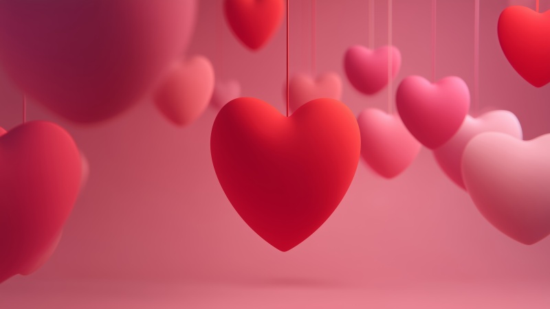 red heart wallpaper, intimate setting, romantic decor, background for desktop wallpaper (horizontal)