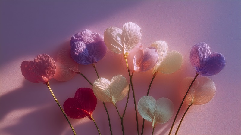 heartfelt gifts wallpaper, valentines day decor, pastel decorations, background for desktop wallpaper (horizontal)