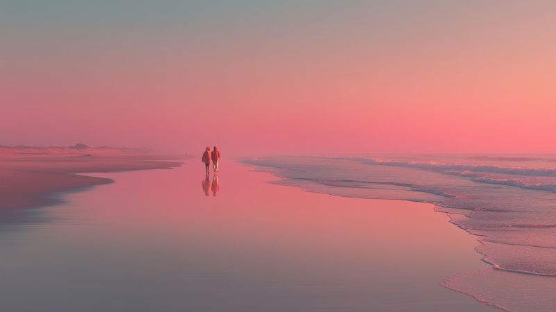 warm sand wallpaper, peaceful ocean, soft love, background for desktop wallpaper (horizontal)