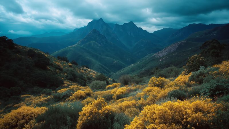 peaceful landscape wallpaper, mountain peak, outdoors, background for desktop wallpaper (horizontal)