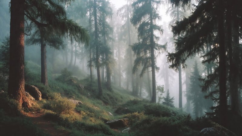 earthy tones wallpaper, wild forest, woodland scenery, background for desktop wallpaper (horizontal)