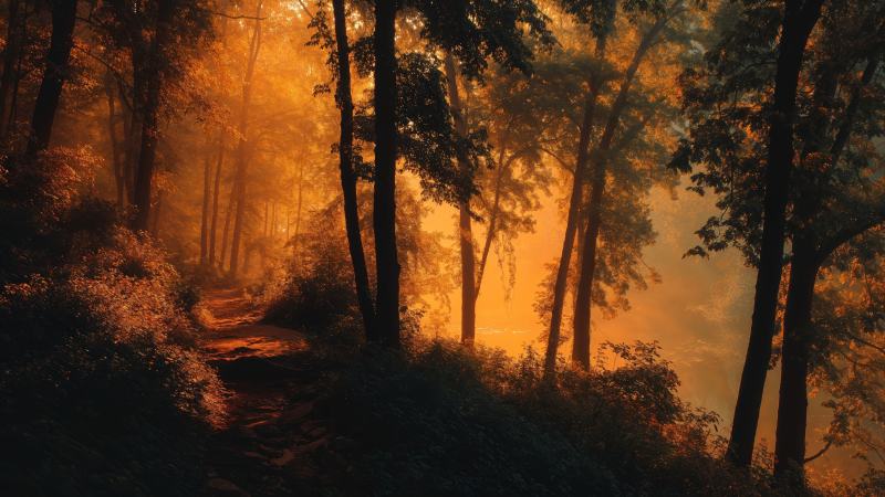 warm sunlight wallpaper, sunset hues, nature escape, background for desktop wallpaper (horizontal)