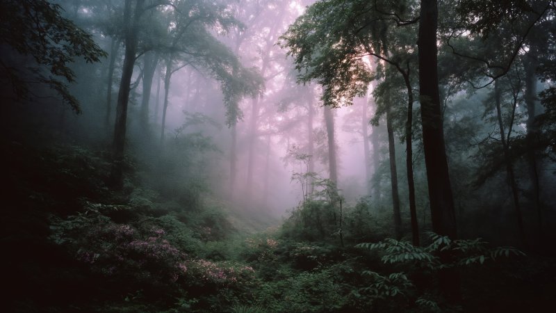 soft-focus wallpaper, whimsical imagery, magical forest, background for desktop wallpaper (horizontal)