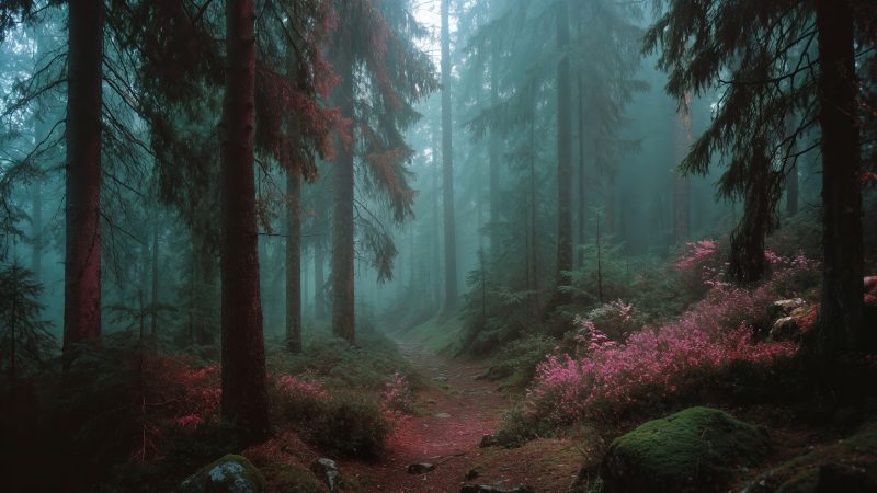 tranquil grove wallpaper, mystical landscape, enchantment, background for desktop wallpaper