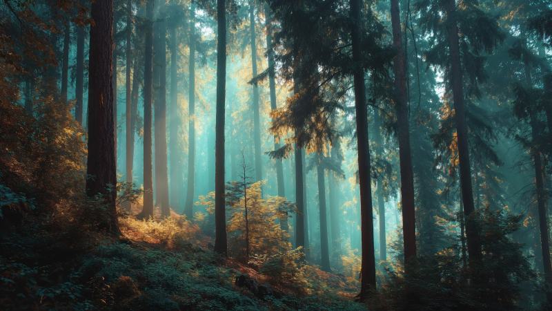 dappled light wallpaper, fairy tale forest, magical woods, background for desktop wallpaper