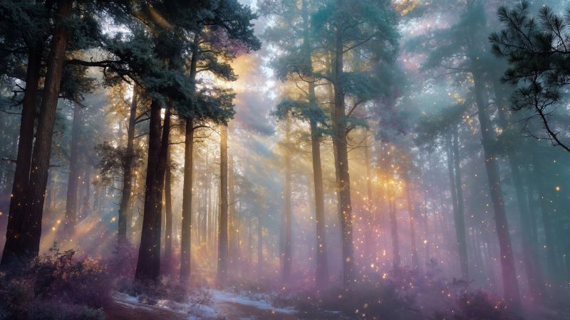 tranquil vibes wallpaper, enchanted grove, mystical imagery, background for desktop wallpaper (horizontal)