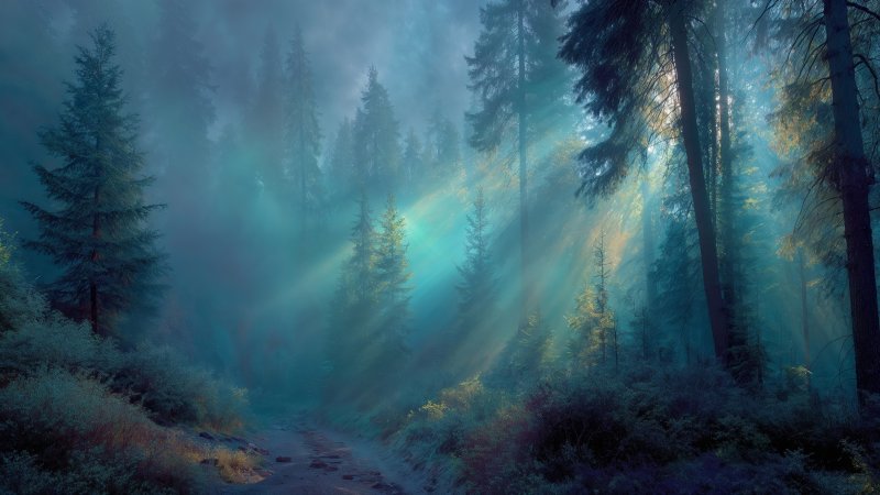 fairy tale wallpaper, ethereal light, dreamy colors, background for desktop wallpaper (horizontal)