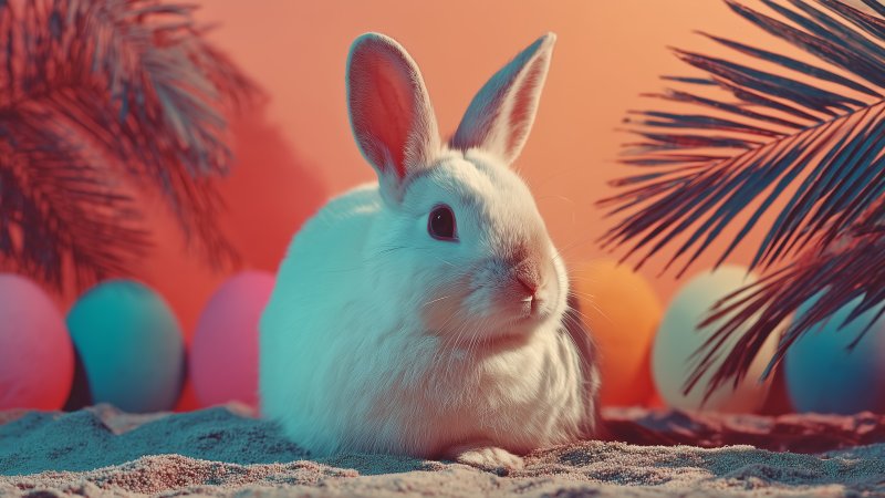 whimsical decor wallpaper, cute bunnies, rabbit, background for desktop wallpaper