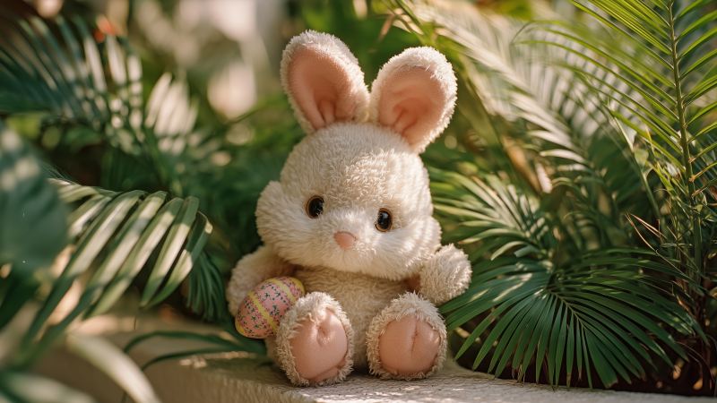 whimsical illustrations wallpaper, colorful eggs, easter bunny, background for desktop wallpaper