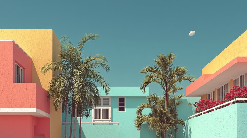 summer getaway wallpaper, vacation spot, palms, background for desktop wallpaper