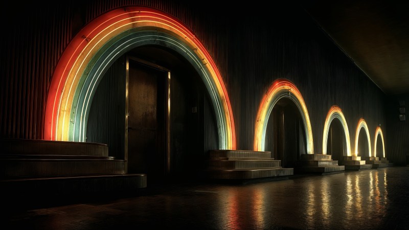 urban wallpaper, night scene, atmospheric lighting, background for desktop wallpaper (horizontal)