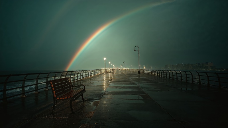 colorful reflections wallpaper, urban vibe, pier, background for desktop wallpaper (horizontal)