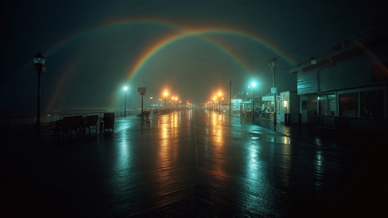 moody wallpaper, illuminated pathways, docks, background for desktop wallpaper (horizontal)