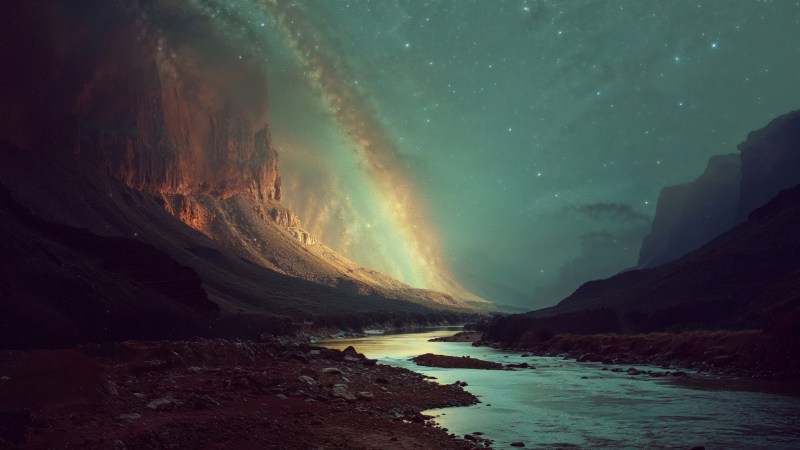 celestial beauty wallpaper, rainbow sky, dramatic skies, background for desktop wallpaper (horizontal)