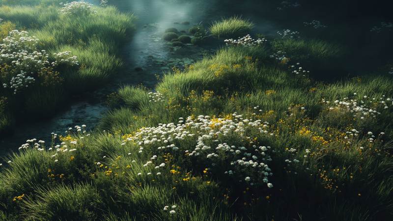 spring meadows wallpaper, sunny, bright sunlight, background for desktop wallpaper