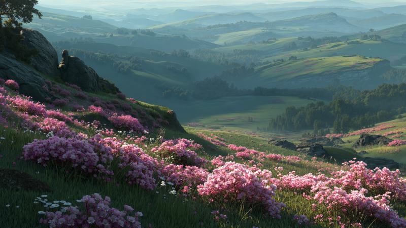 wildflower fields wallpaper, spring scenery, floral photography, background for desktop wallpaper