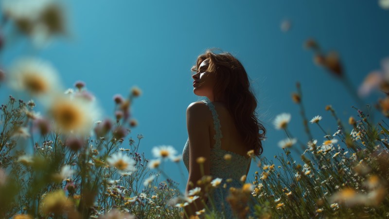 outdoor photography wallpaper, joyful moments, woman in nature, background for desktop wallpaper