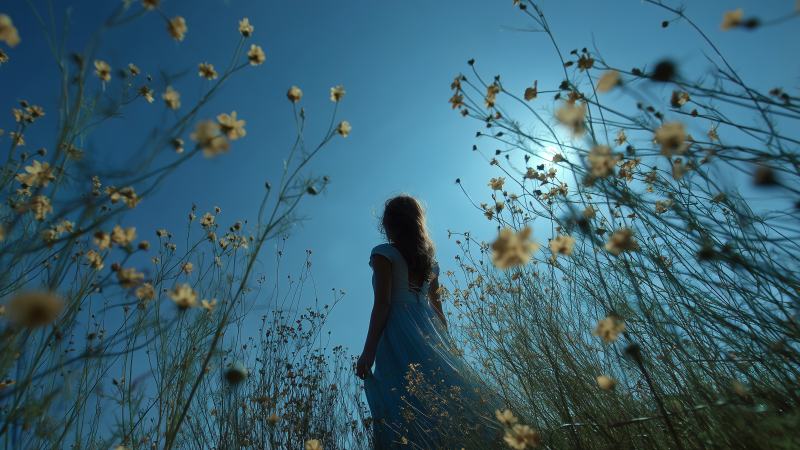 warm sunlight wallpaper, spring bloom, woman in nature, background for desktop wallpaper