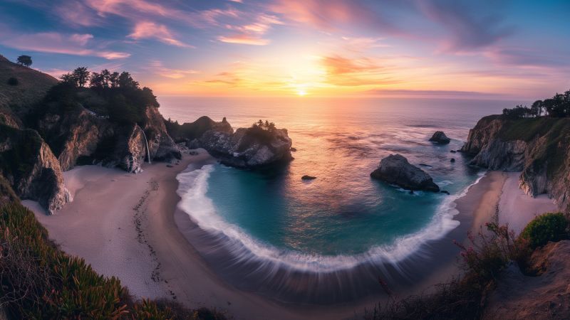 Pacific Ocean wallpaper, beach wallpaper, Big Sur, background for desktop wallpaper (horizontal)