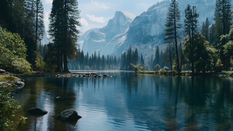 Yosemite wallpaper, winter, 4k wallpaper, background for desktop wallpaper (horizontal)