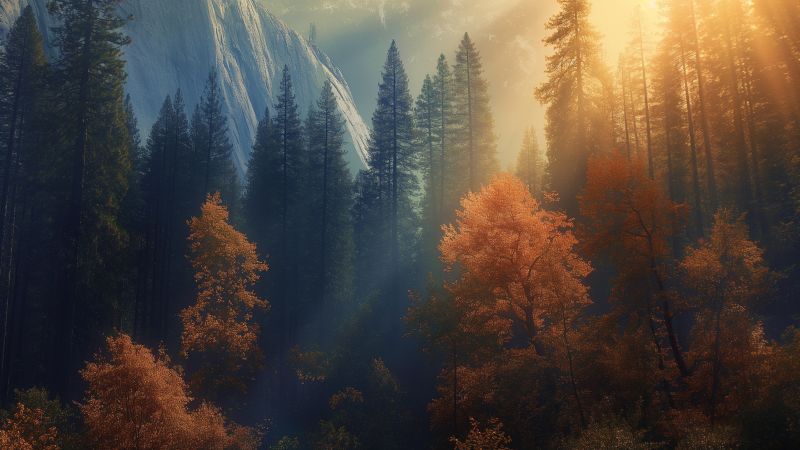Yosemite wallpaper, forest, 4k wallpaper, background for desktop wallpaper (horizontal)
