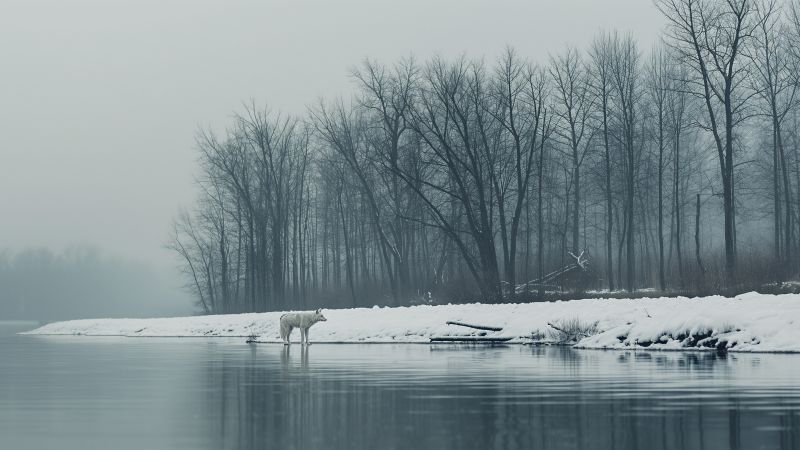 wolf wallpaper, gray, snow, background for desktop wallpaper (horizontal)