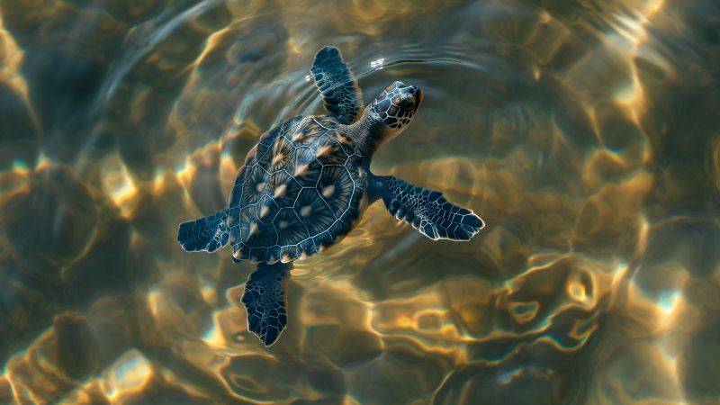Turtle wallpaper, swimming, turtles, background for desktop wallpaper (horizontal)