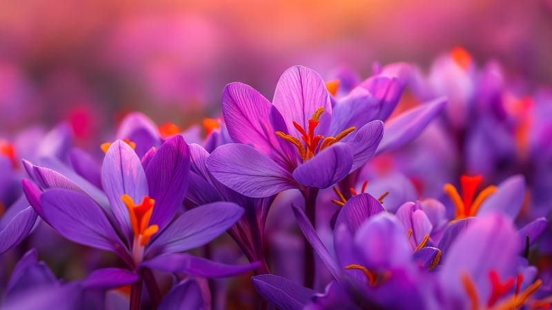 saffron wallpaper, blooming, floral, background for desktop wallpaper (horizontal)