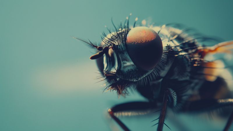 Fly wallpaper, close-up, nature, background for desktop wallpaper (horizontal)