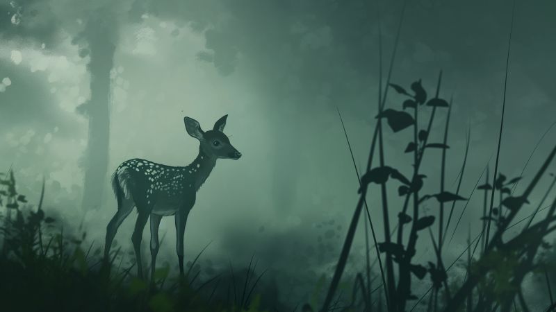 deer wallpaper, woodland, nature, background for desktop wallpaper (horizontal)