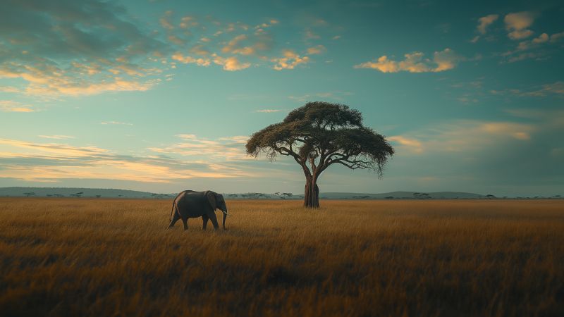 elephant wallpaper, clouds, wildlife, background for desktop wallpaper (horizontal)
