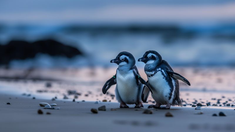Penguin wallpaper, ocean, adorable creatures, background for desktop wallpaper (horizontal)